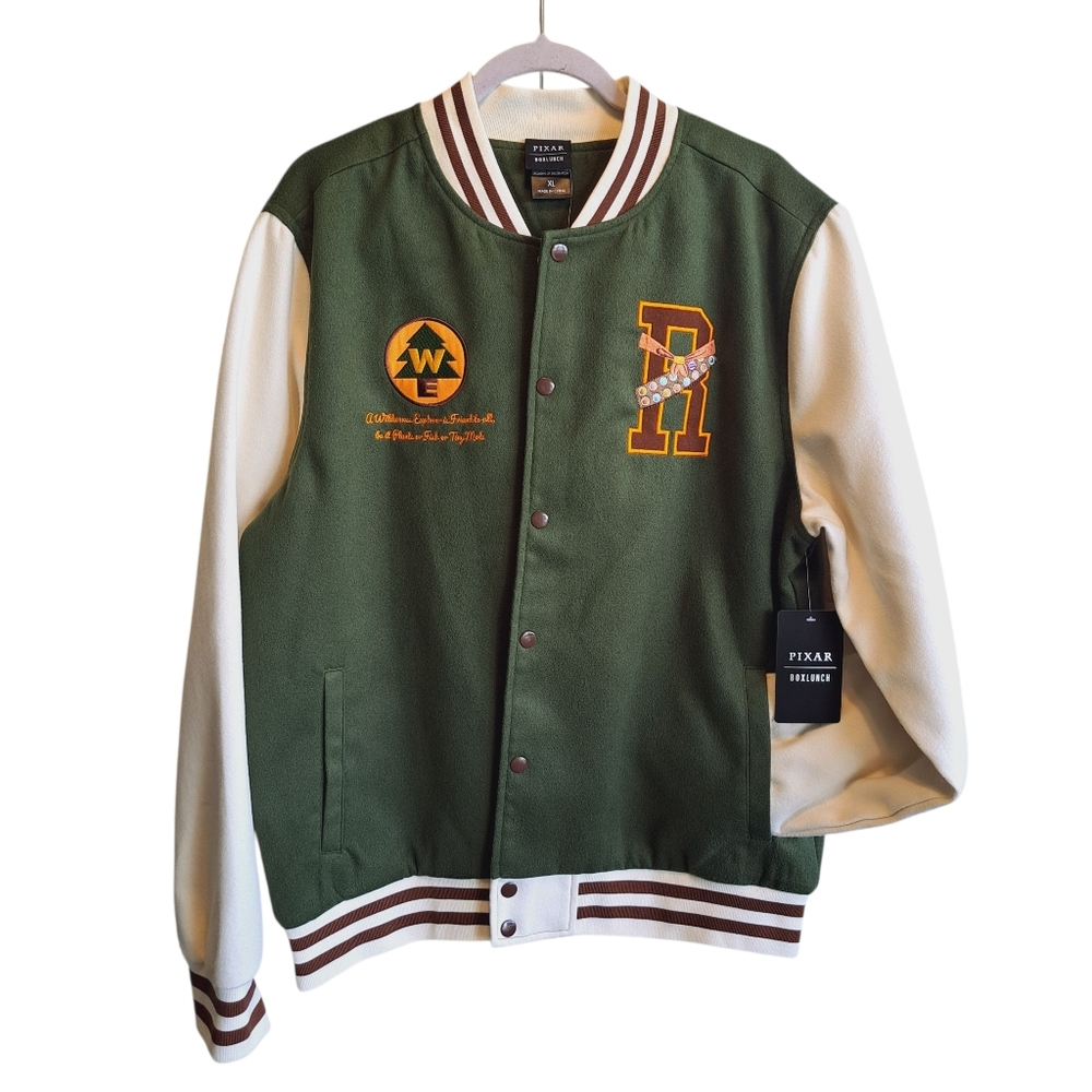 Disney Pixar Up Embroidered Paradise Falls Wilderness Explorer Bomber Jacket XL